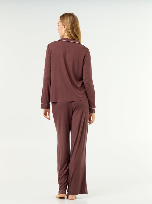 Pijama largo de punto suave elástico - 2 piezas - Kiabi