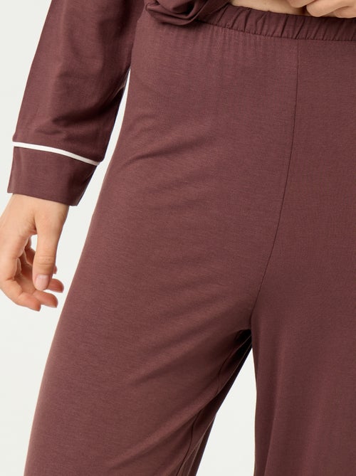 Pijama largo de punto suave elástico - 2 piezas - Kiabi