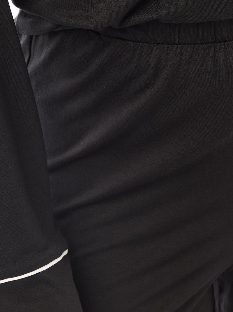 Pijama largo de punto suave elástico - 2 piezas Negro - Kiabi