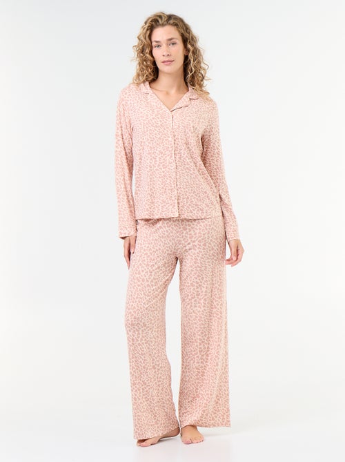 Pijama largo de punto suave elástico - 2 piezas - Kiabi Pijama largo de punto suave elástico - 2 piezas - Kiabi