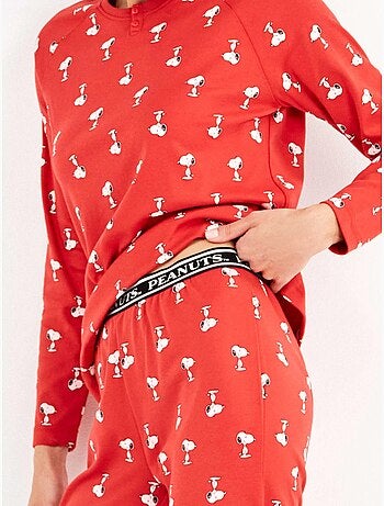 Pijama largo de snoopy microestampado con algodón