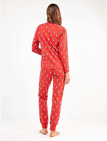 Pijama largo de snoopy microestampado con algodón