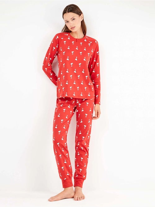 Pijama largo de snoopy microestampado con algodón - Kiabi Pijama largo de snoopy microestampado con algodón - Kiabi
