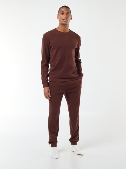 Pijama largo de tejido gofrado y suave - 2 piezas - Kiabi