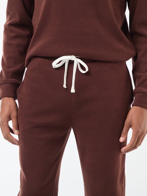 Pijama largo de tejido gofrado y suave - 2 piezas - Kiabi