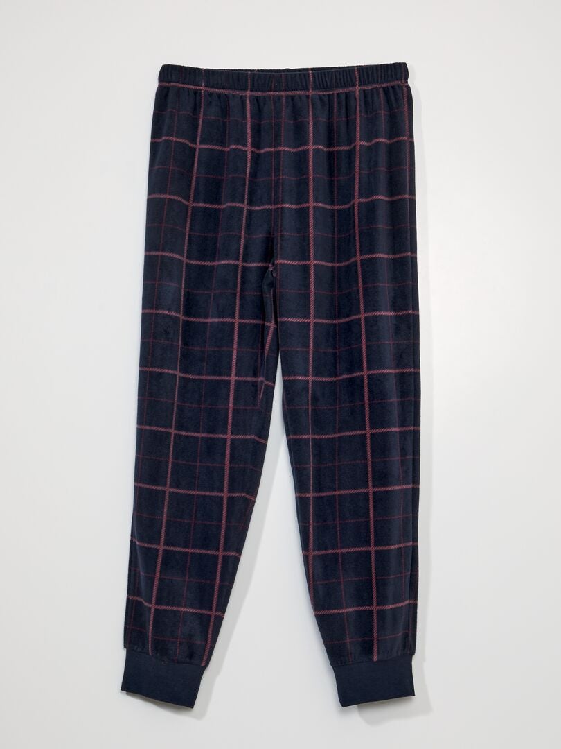 Pijama largo de tejido polar - 2 piezas AZUL - Kiabi
