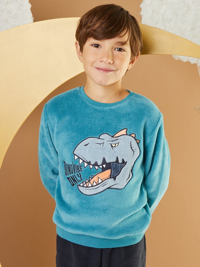 Pijama largo de tejido polar - 2 piezas AZUL - Kiabi