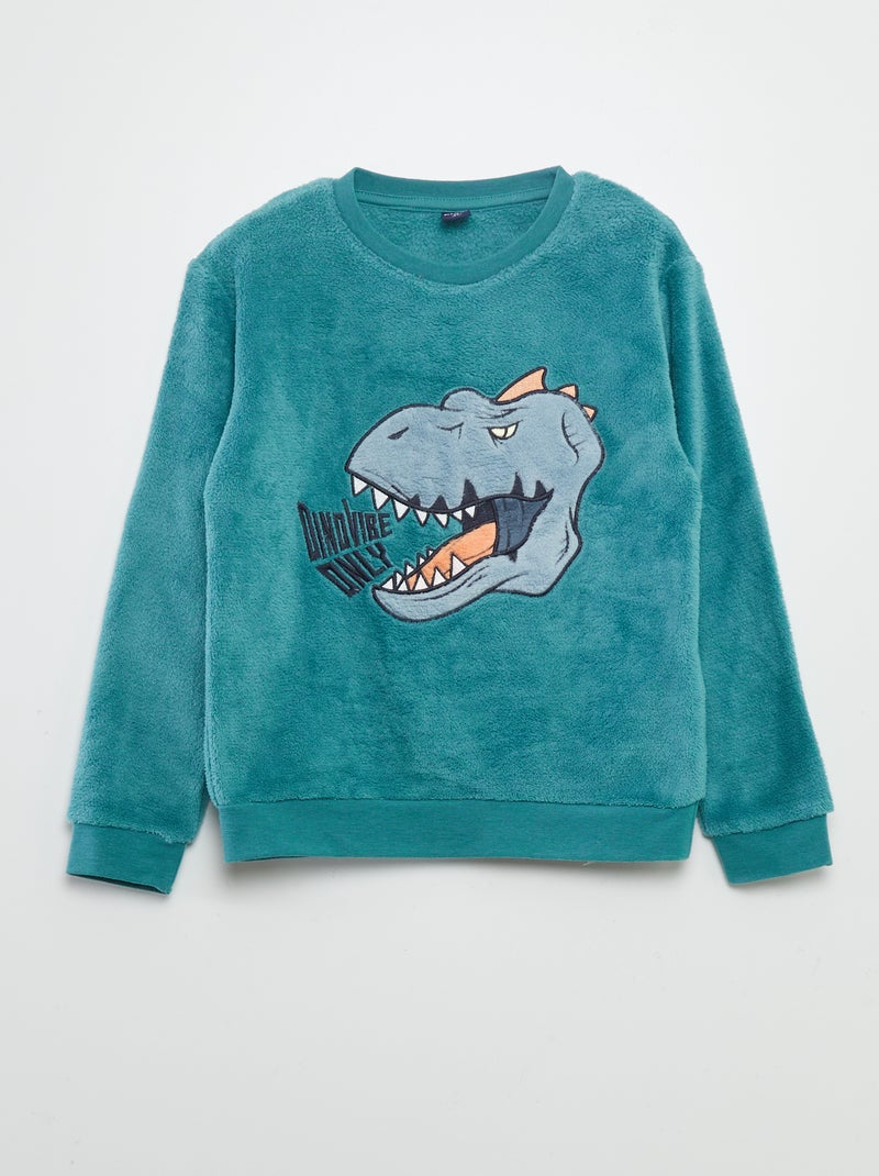 Pijama largo de tejido polar - 2 piezas AZUL - Kiabi