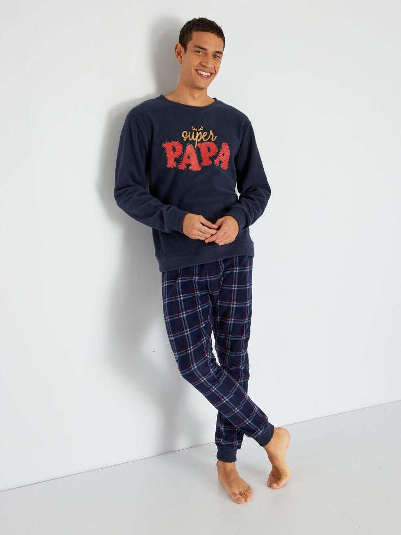 Pijama largo de tejido - 2 piezas - azul marino - Kiabi - 24.00€