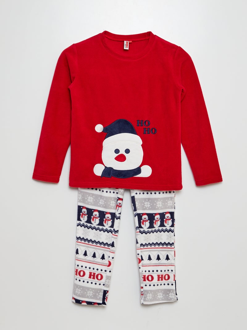 Pijama largo de tejido polar 'muñeco de nieve' 'Navidad'  - 2 piezas ROJO - Kiabi