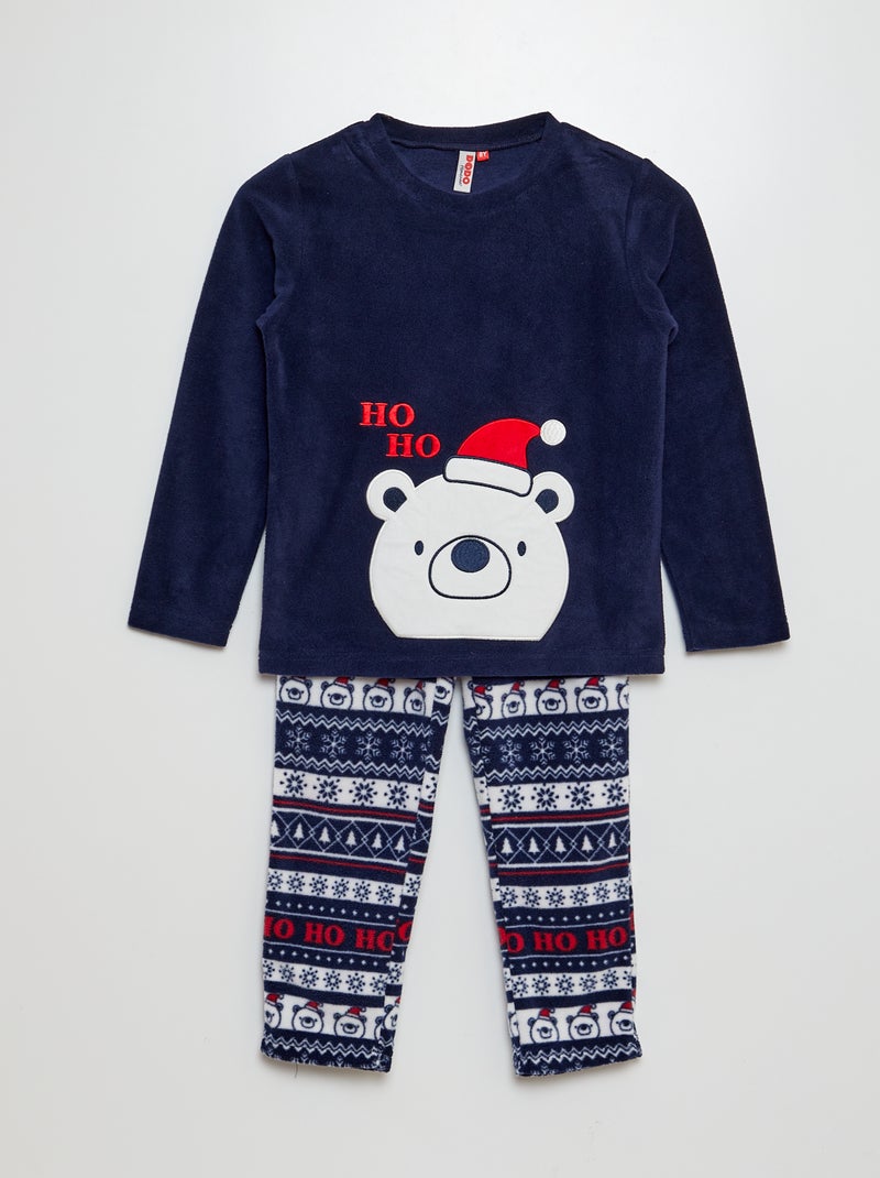 Pijama largo de tejido polar 'oso polar'  - 2 piezas AZUL - Kiabi
