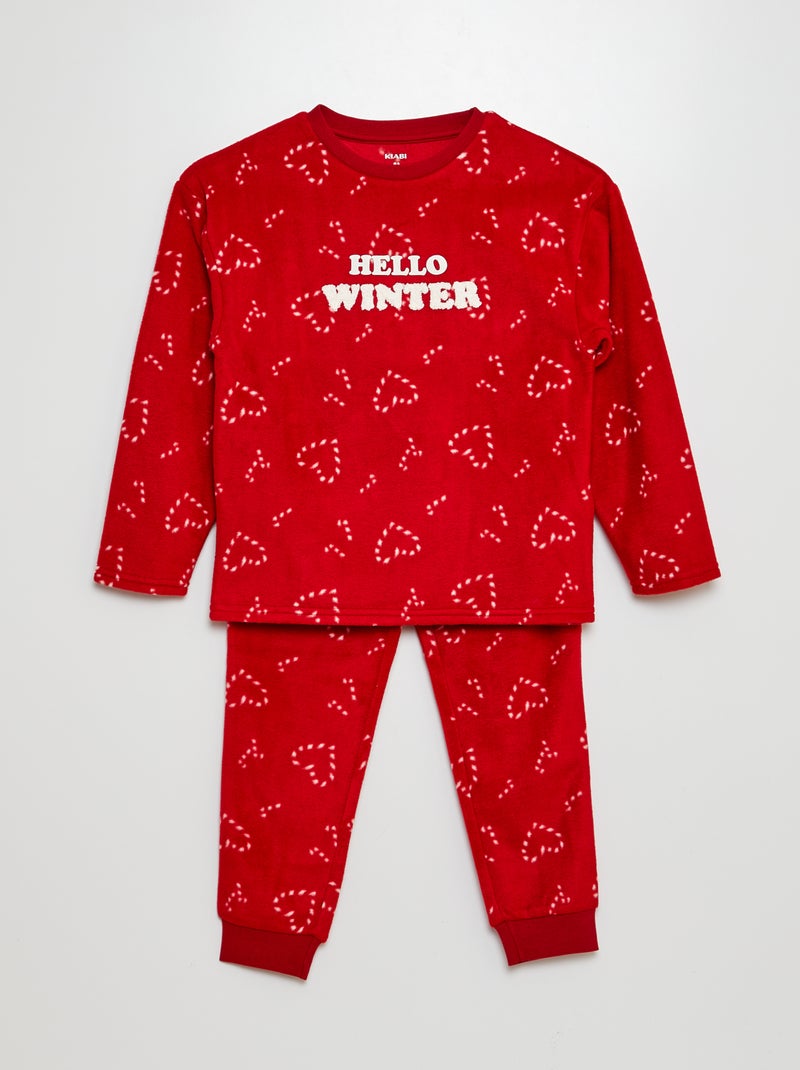 Pijama largo de tejido polar 'Winter' - 2 piezas ROJO - Kiabi