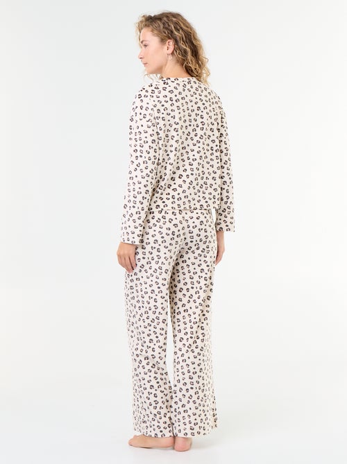 Pijama largo de terciopelo acanalado - 2 piezas - Kiabi Pijama largo de terciopelo acanalado - 2 piezas - Kiabi