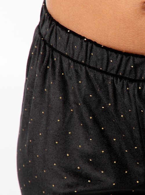 Pijama largo de terciopelo con motivo de puntos dorados - 2 piezas - Kiabi