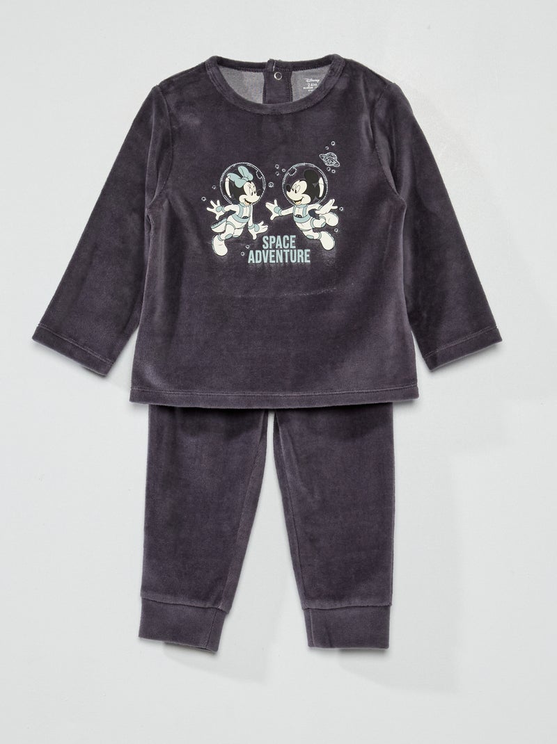 Pijama largo de terciopelo 'Disney Baby' - 2 piezas GRIS - Kiabi