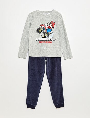 Pijama largo de terciopelo 'Mario Kart' camiseta + pantalón - 2 piezas
