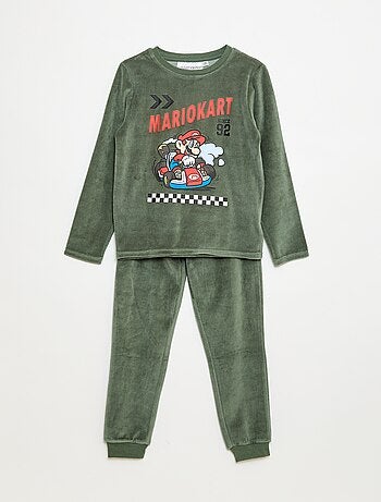 Pijama largo de terciopelo 'Mario Kart' camiseta + pantalón - 2 piezas