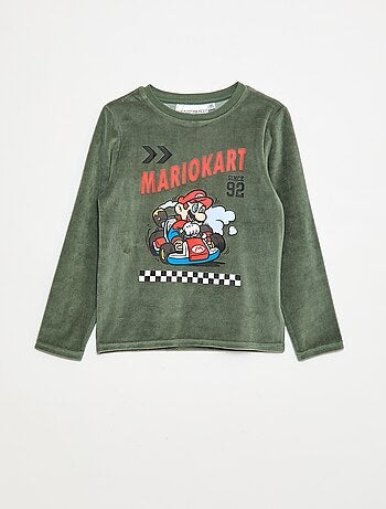 Pijama largo de terciopelo 'Mario Kart' camiseta + pantalón - 2 piezas