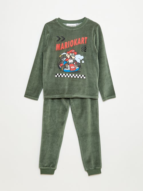 Pijama largo de terciopelo 'Mario Kart' camiseta + pantalón - 2 piezas - Kiabi