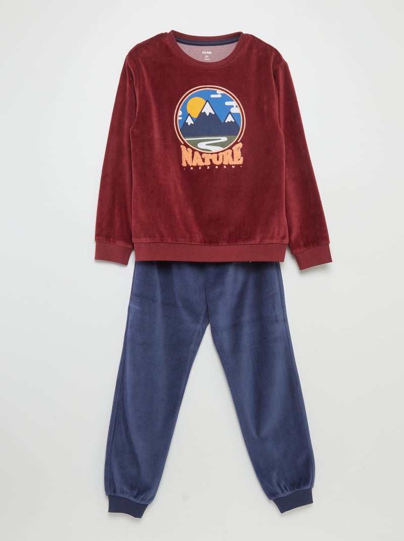 Pijama largo de terciopelo ROJO - Kiabi