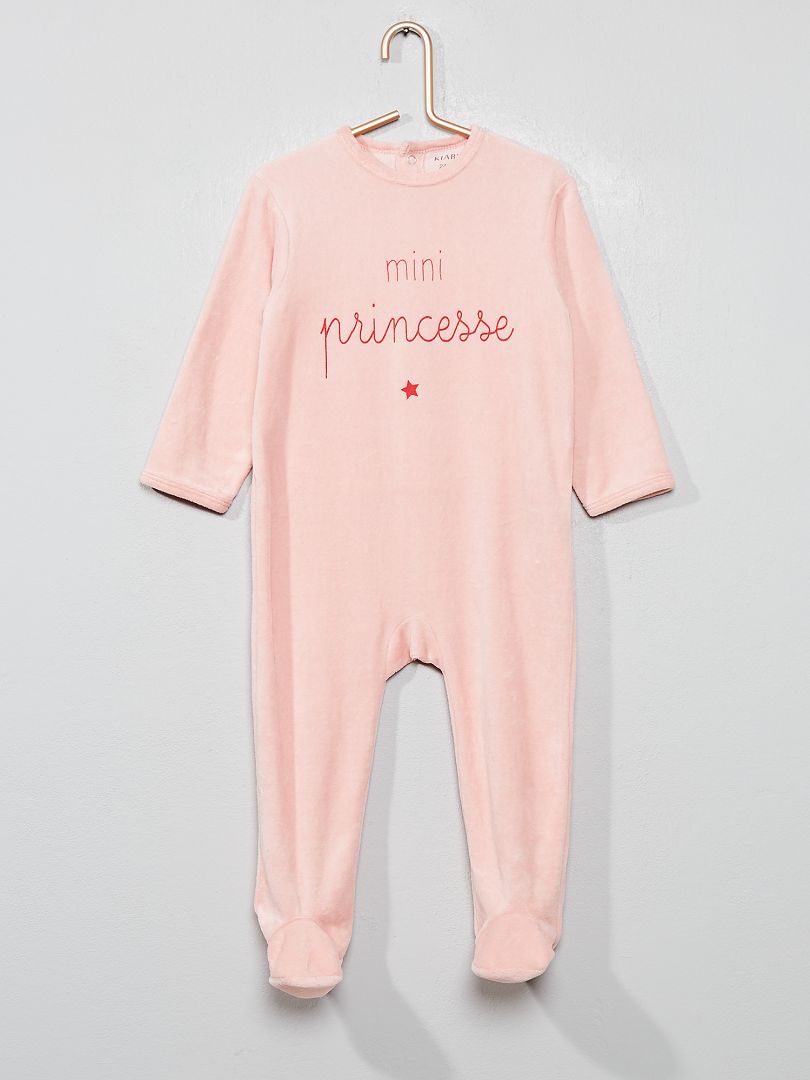 Pijama largo de terciopelo ROSA - Kiabi