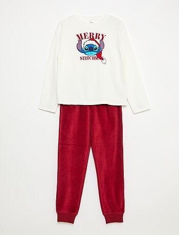 Pijama largo de terciopelo 'Stitch' 'Disney' - 2 piezas