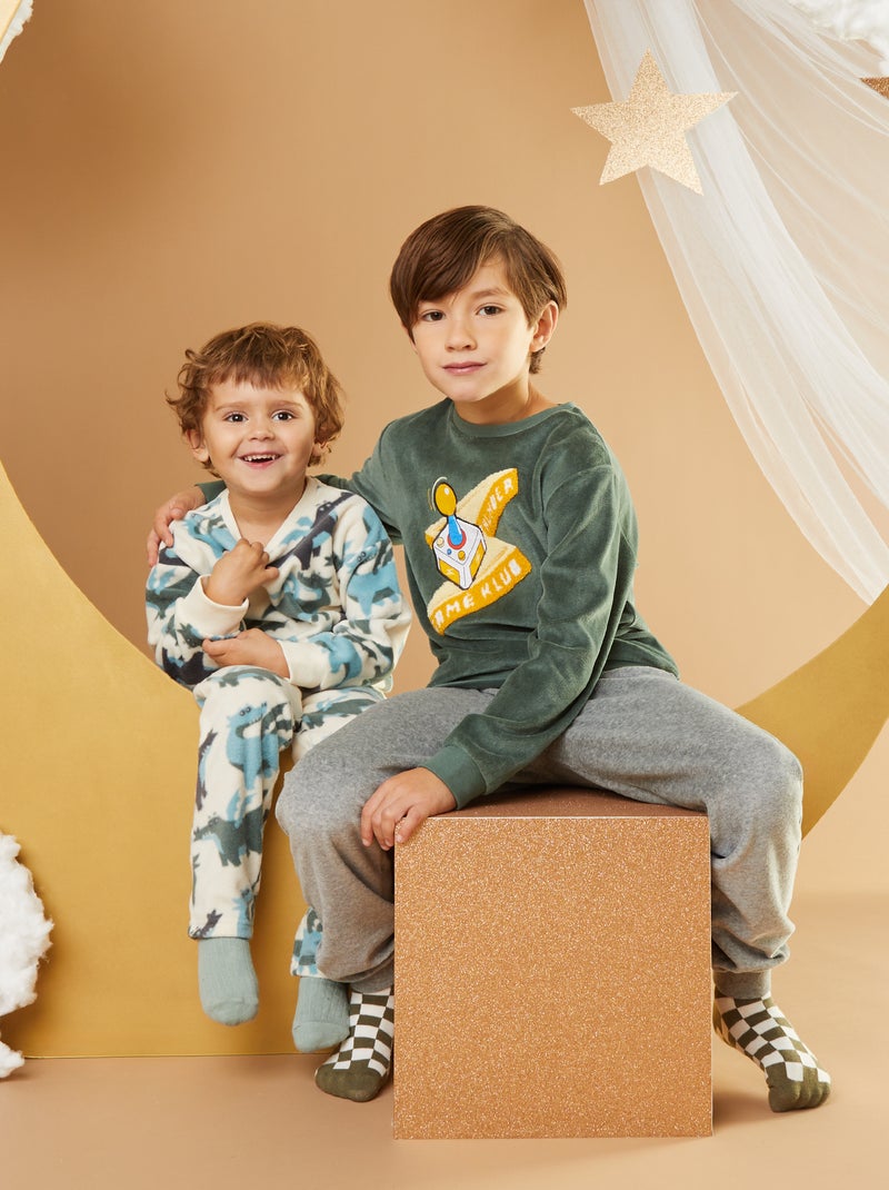 Pijama largo de terciopelo VERDE - Kiabi