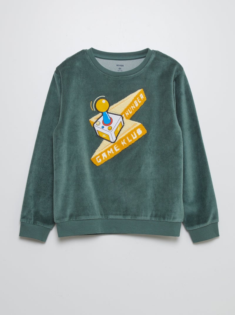 Pijama largo de terciopelo VERDE - Kiabi