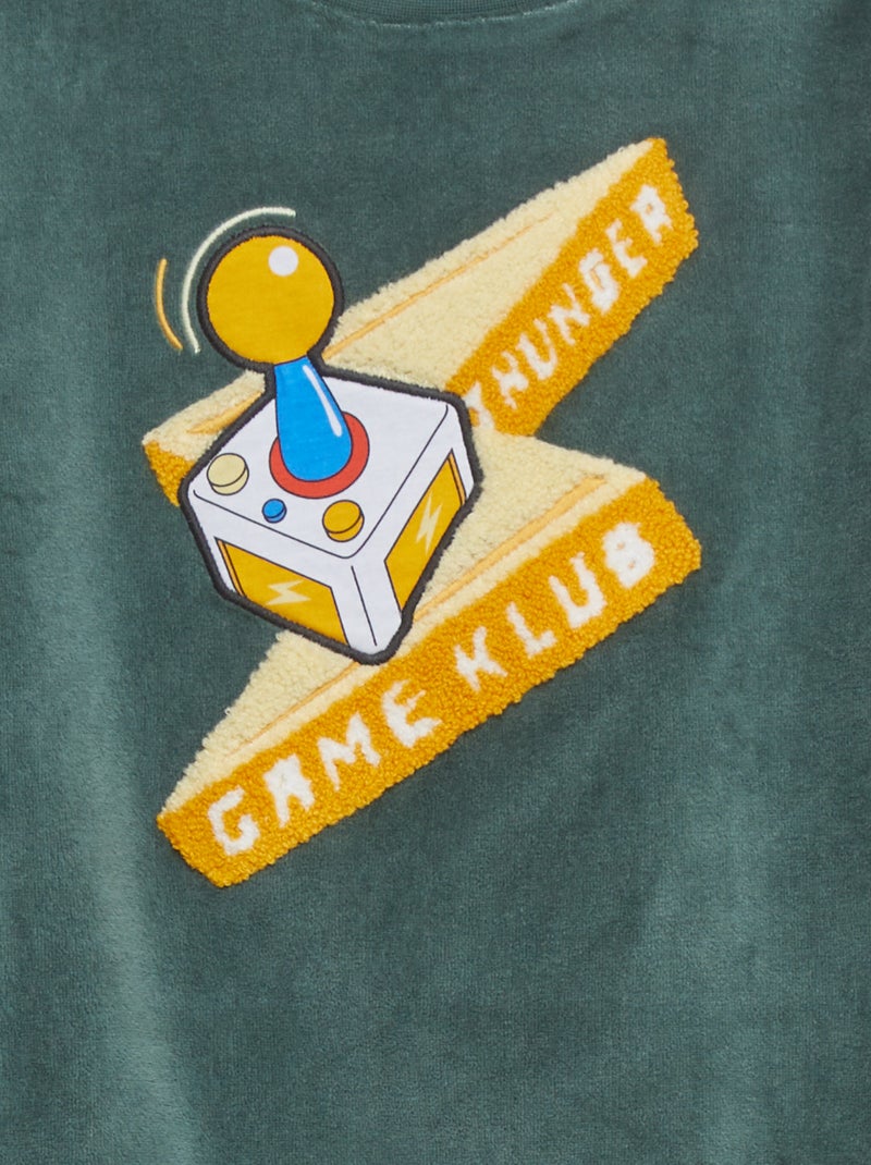 Pijama largo de terciopelo VERDE - Kiabi