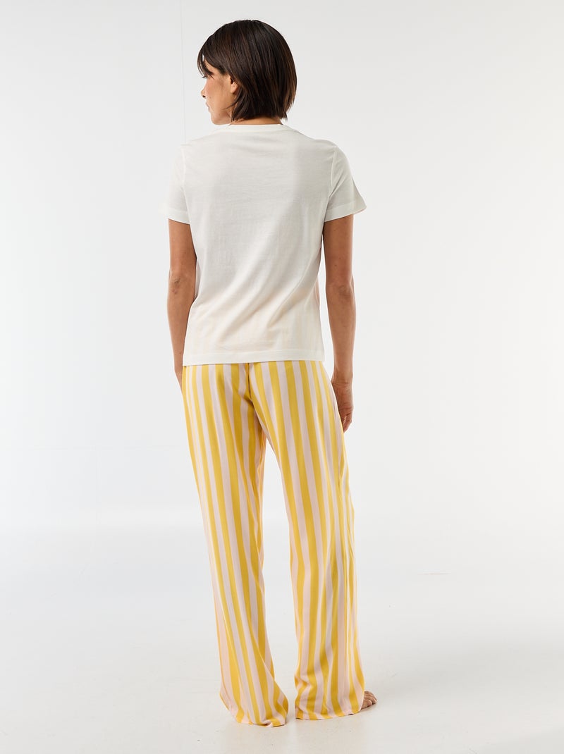 Pijama largo estampado - 2 piezas Amarillo - Kiabi