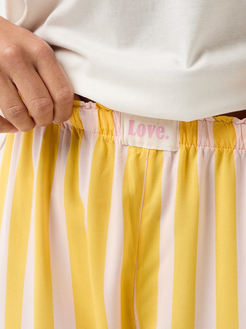 Pijama largo estampado - 2 piezas Amarillo - Kiabi