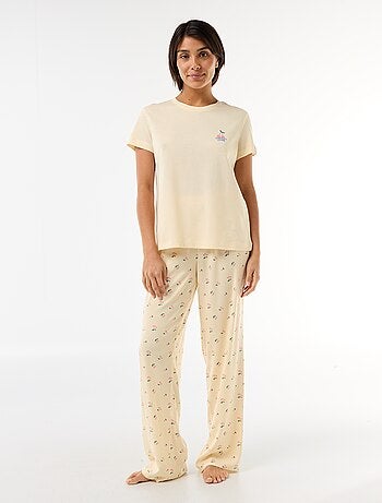 Pijama largo estampado - 2 piezas