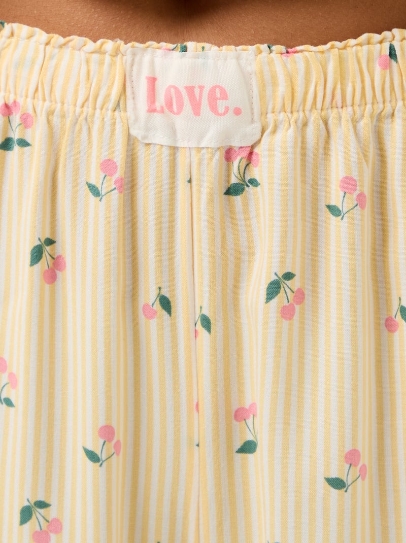 Pijama largo estampado - 2 piezas Amarillo - Kiabi