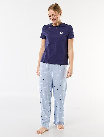 Pijama largo estampado - 2 piezas