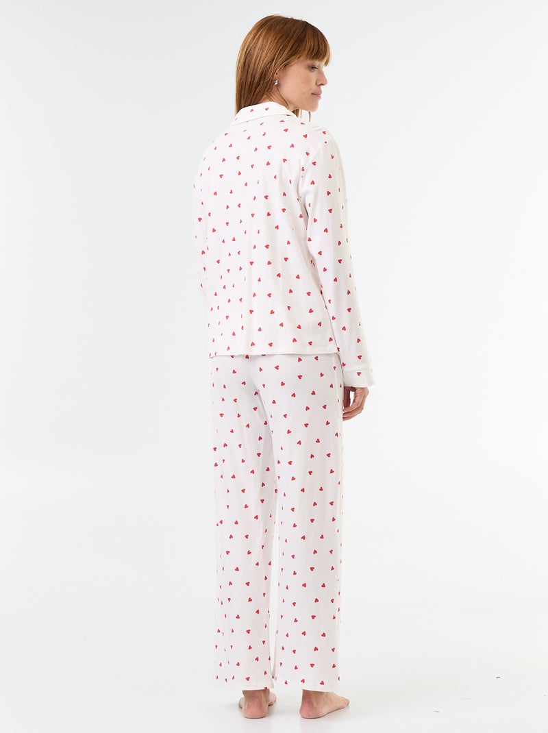 Pijama largo estampado - 2 piezas Blanco - Kiabi