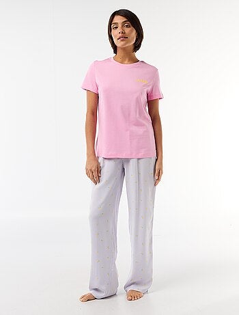 Pijama largo estampado - 2 piezas