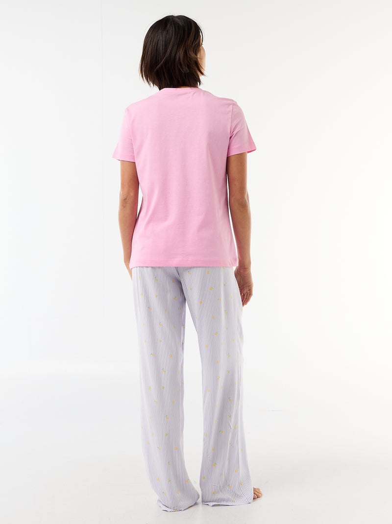 Pijama largo estampado - 2 piezas Purpura - Kiabi