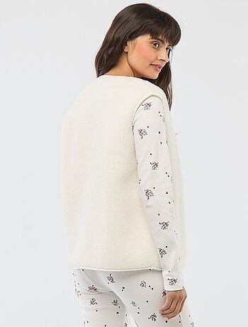 Pijama largo estampado + chaleco sin mangas - 3 piezas