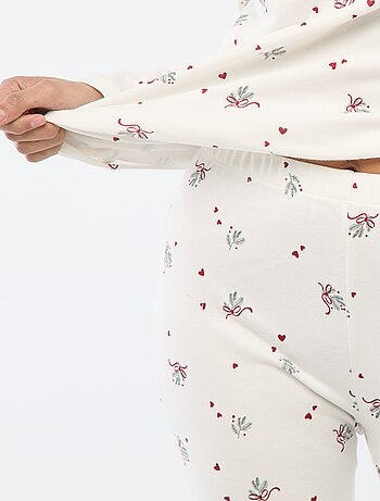 Pijama largo estampado + chaleco sin mangas - 3 piezas