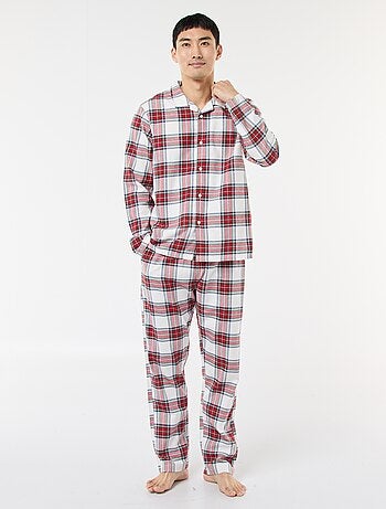 Pijama largo estampado de cuadros - 2 piezas