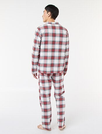 Pijama largo estampado de cuadros - 2 piezas