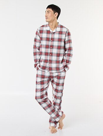 Pijama largo estampado de cuadros - 2 piezas