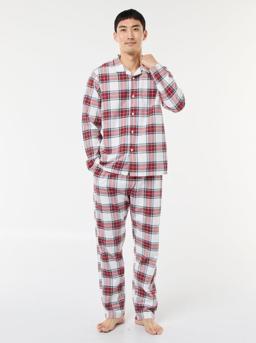 Pijama largo estampado de cuadros - 2 piezas - Kiabi