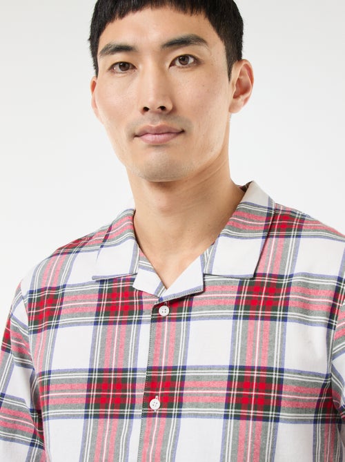 Pijama largo estampado de cuadros - 2 piezas - Kiabi