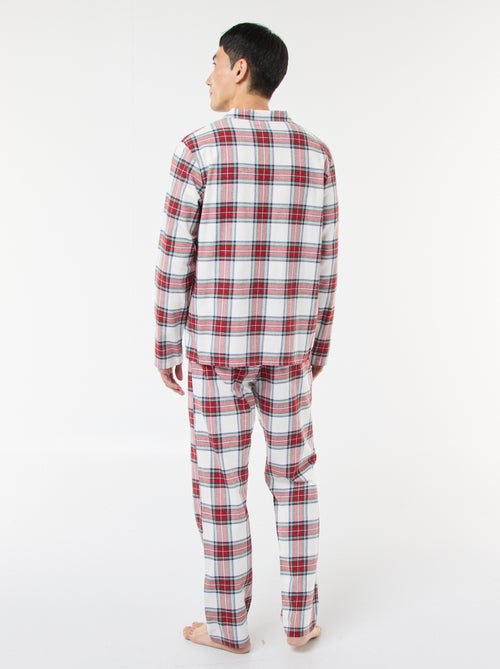 Pijama largo estampado de cuadros - 2 piezas - Kiabi