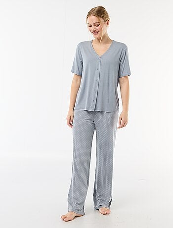 Pijama largo estampado de lunares - 2 piezas