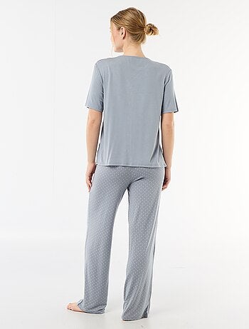 Pijama largo estampado de lunares - 2 piezas