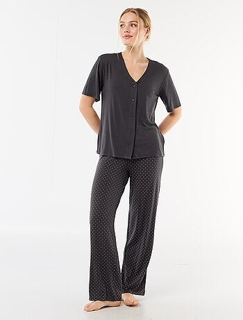 Pijama largo estampado de lunares - 2 piezas