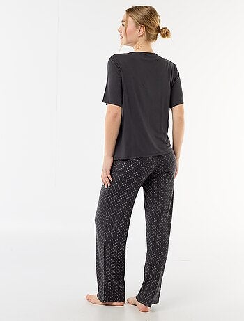 Pijama largo estampado de lunares - 2 piezas