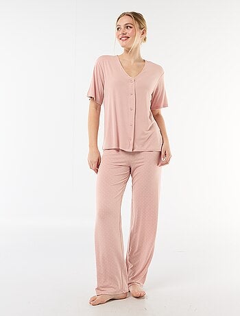 Pijama largo estampado de lunares - 2 piezas